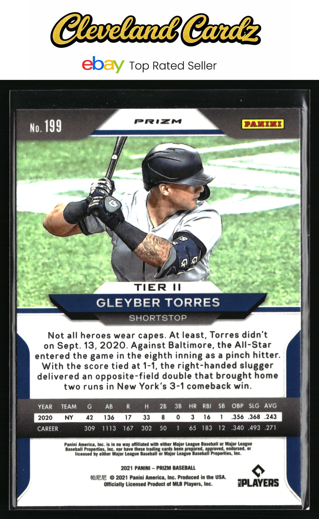2021 Panini Prizm #199 Gleyber Torres Purple Prizm
