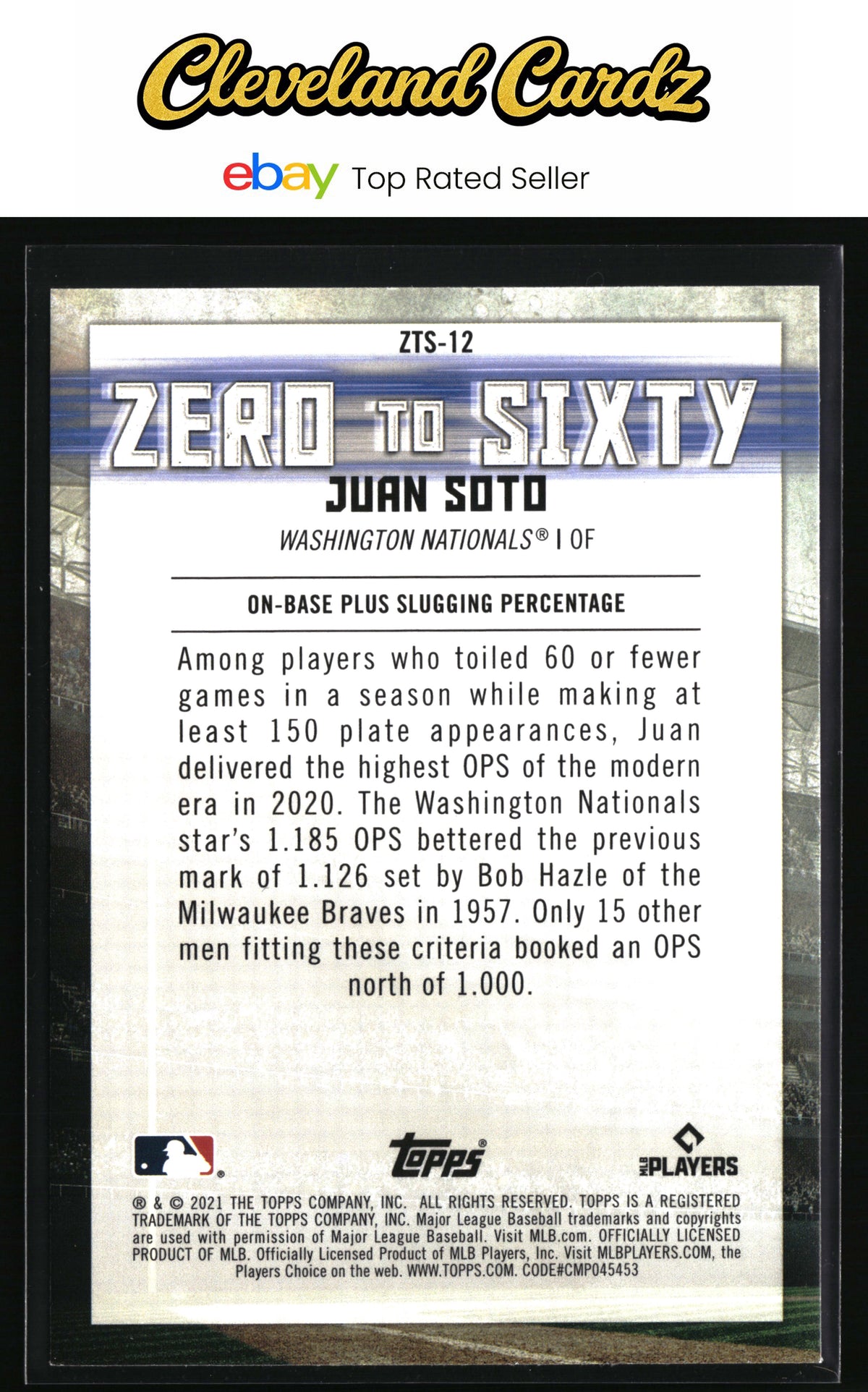 2021 Topps #ZTS-12 Juan Soto Zero to Sixty EX+