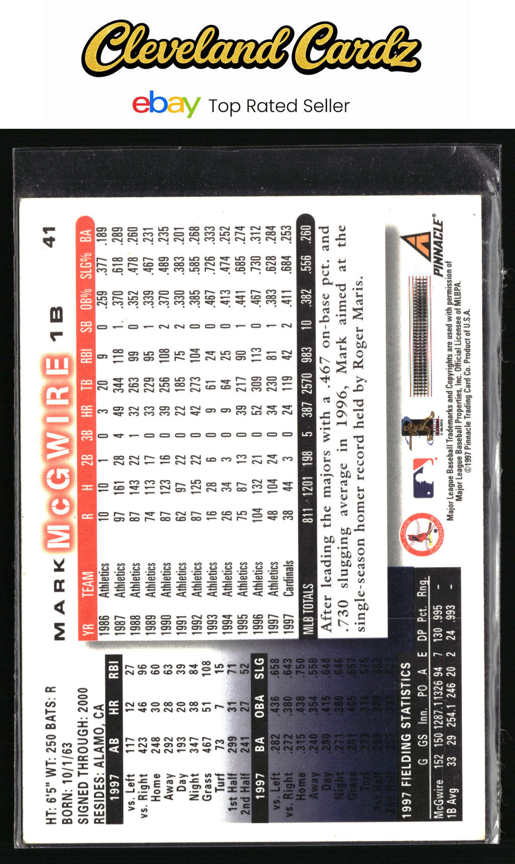 1998 Score #41 Mark McGwire EX+