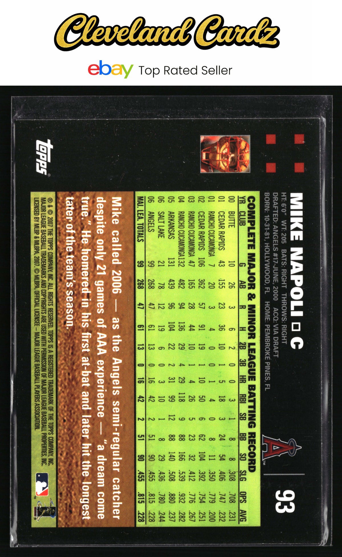 2007 Topps #93 Mike Napoli EX+