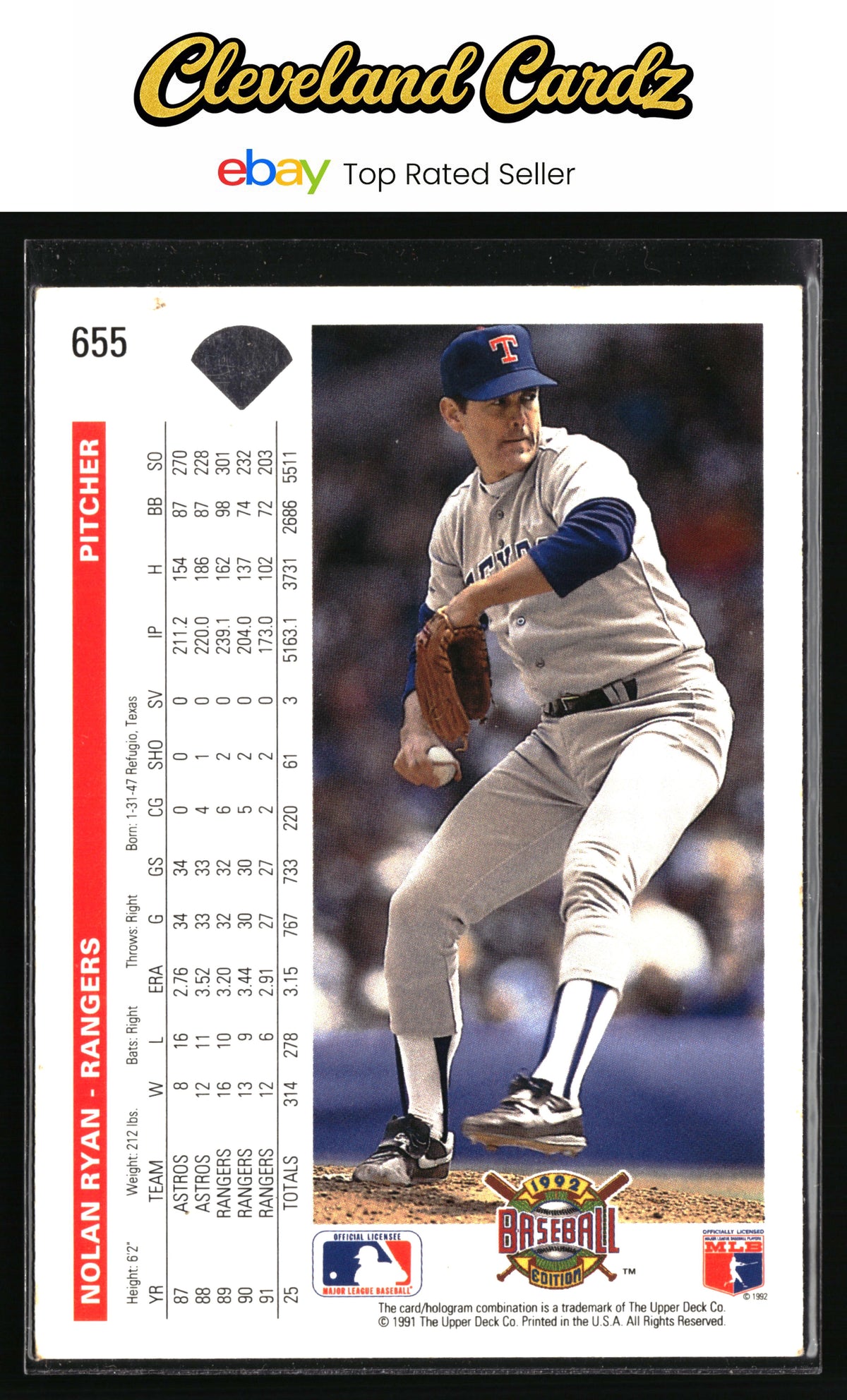 1992 Upper Deck #655 Nolan Ryan EX+