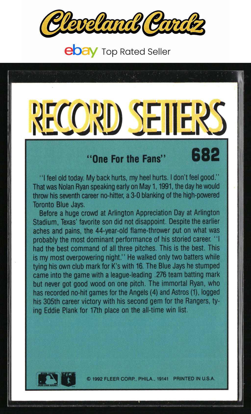 1992 Fleer #682b Nolan Ryan