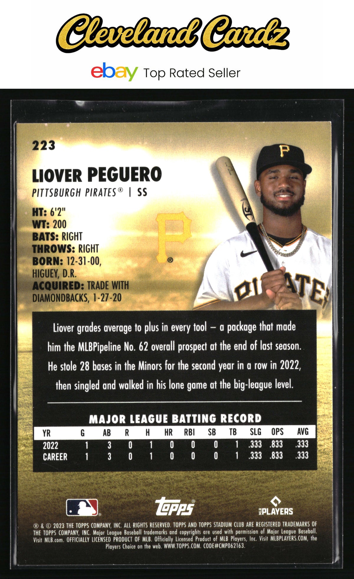 2023 Stadium Club #223 Liover Peguero Red Foil