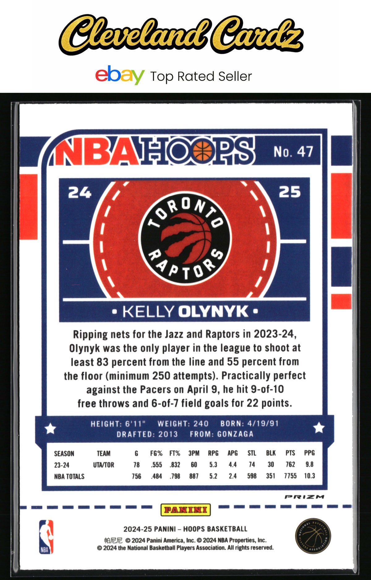 2024-25 Hoops Winter #47 Kelly Olynyk Prizms Premium