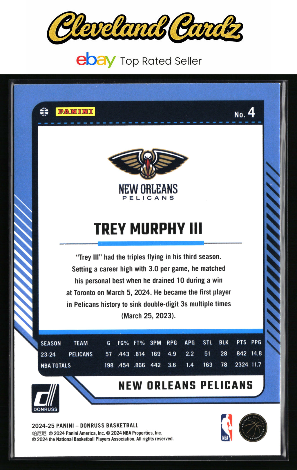 2024-25 Donruss #4 Trey Murphy III Holo Green Laser