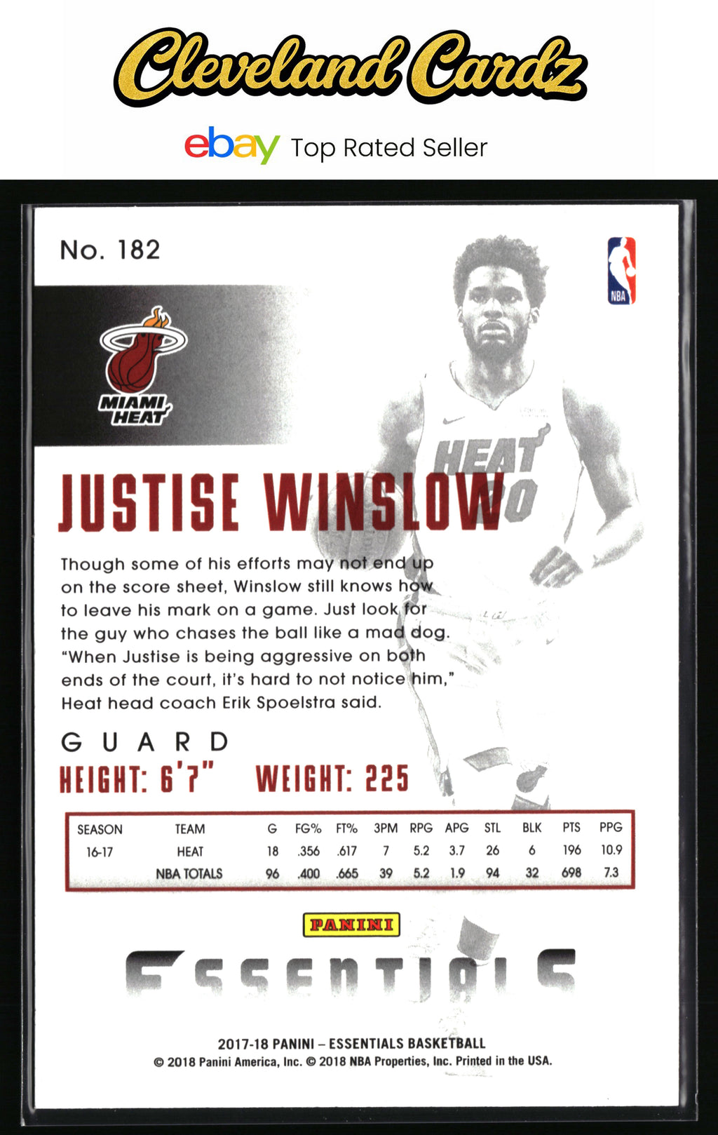 2017-18 Panini Essentials #182 Justise Winslow