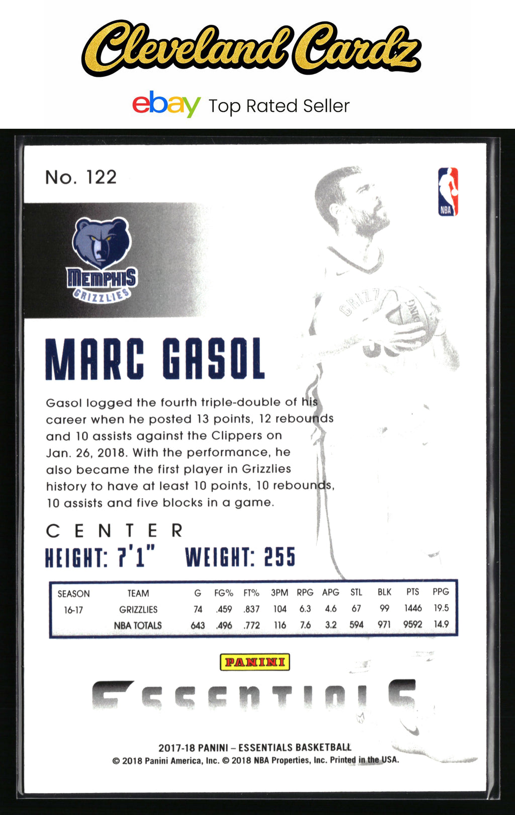 2017-18 Panini Essentials #122 Marc Gasol
