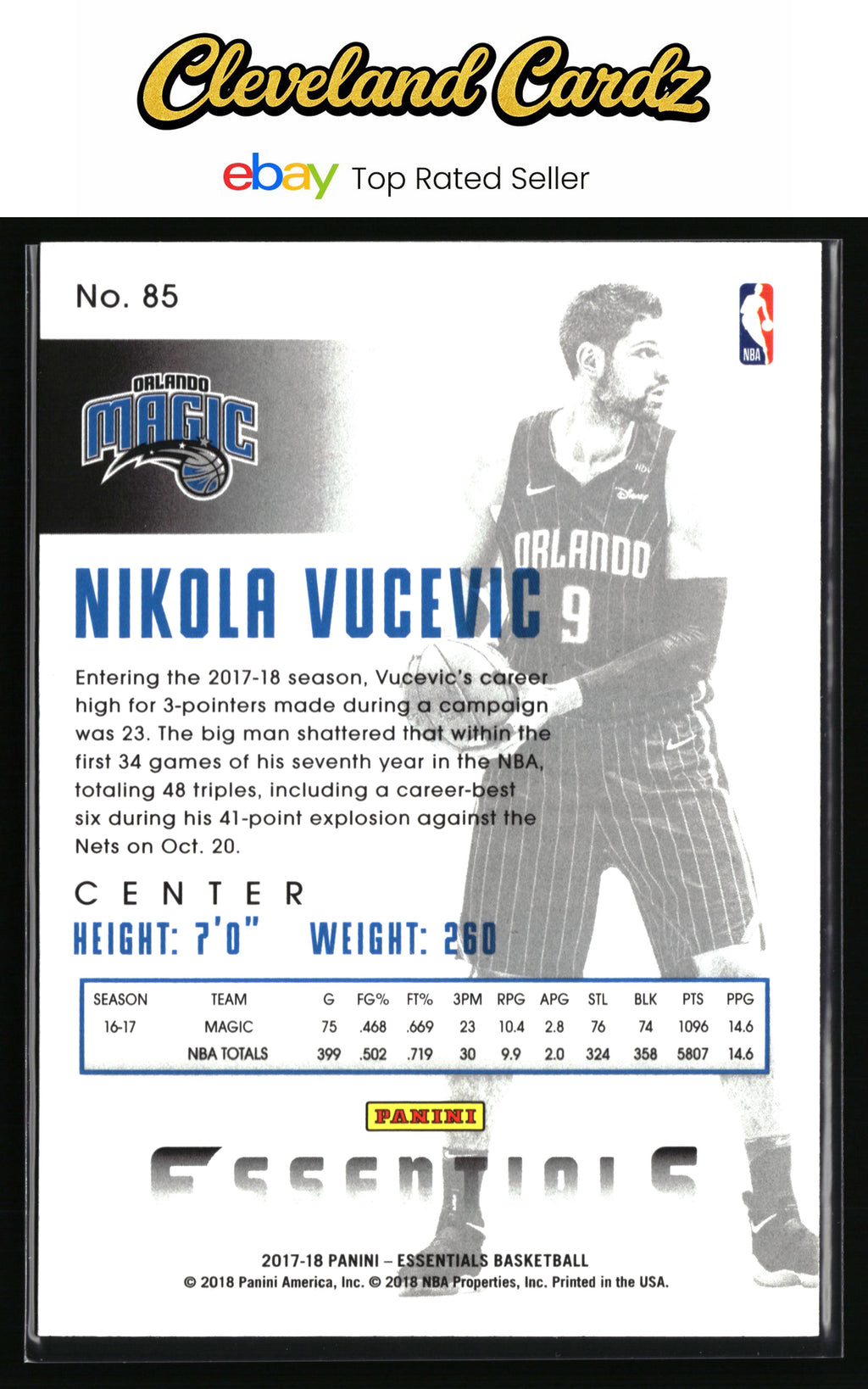 2017-18 Panini Essentials #85 Nikola Vucevic