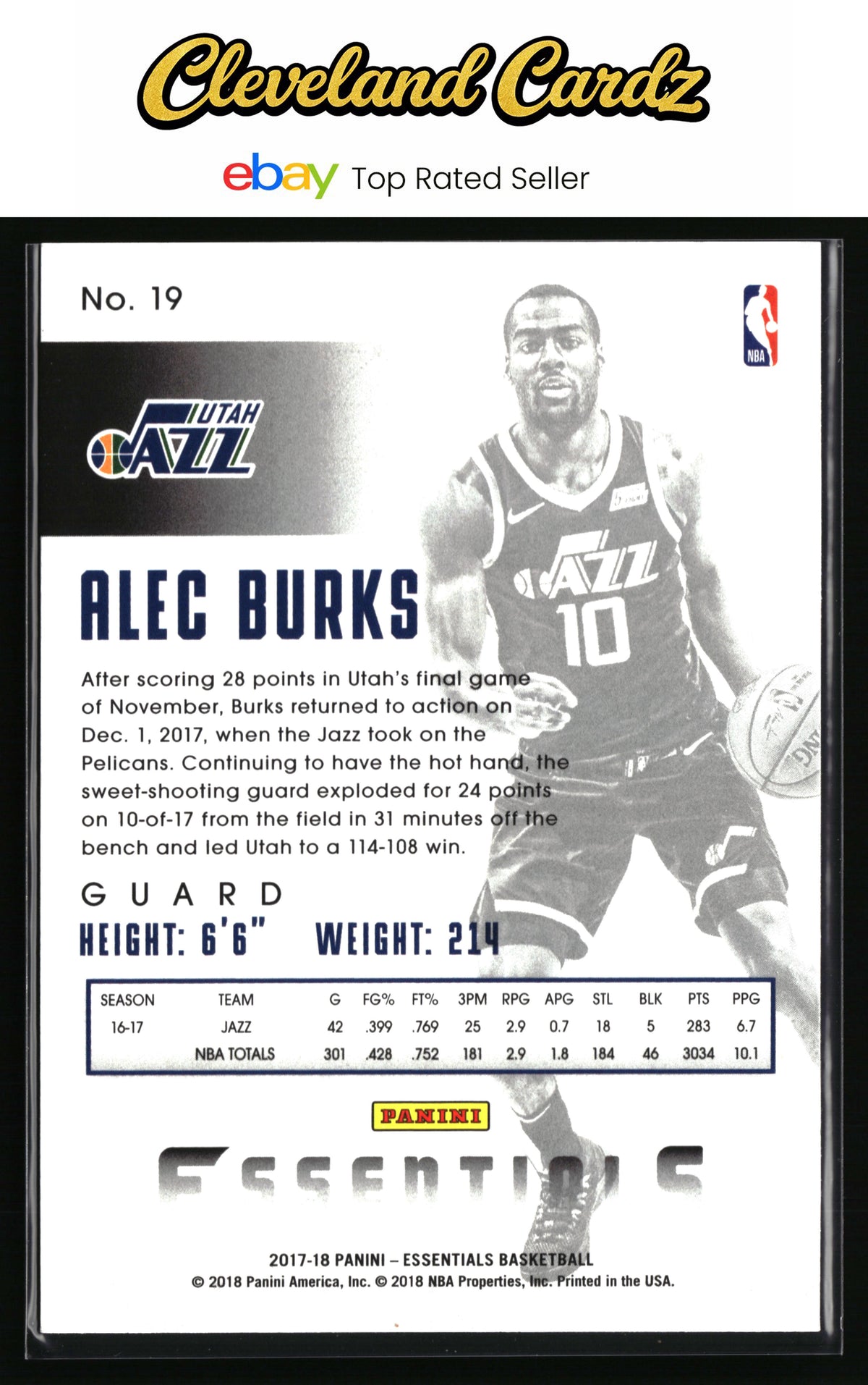 2017-18 Panini Essentials #19 Alec Burks