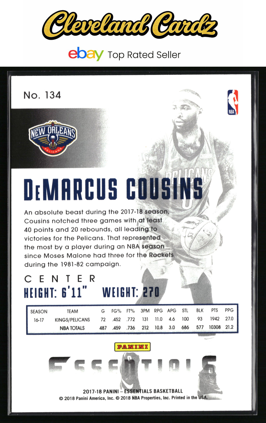 2017-18 Panini Essentials #134 DeMarcus Cousins