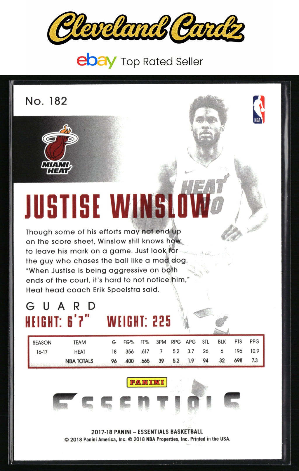 2017-18 Panini Essentials #182 Justise Winslow