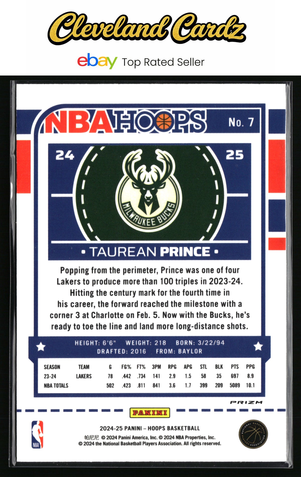 2024-25 Hoops Winter #7 Taurean Prince Purple Prizms Premium