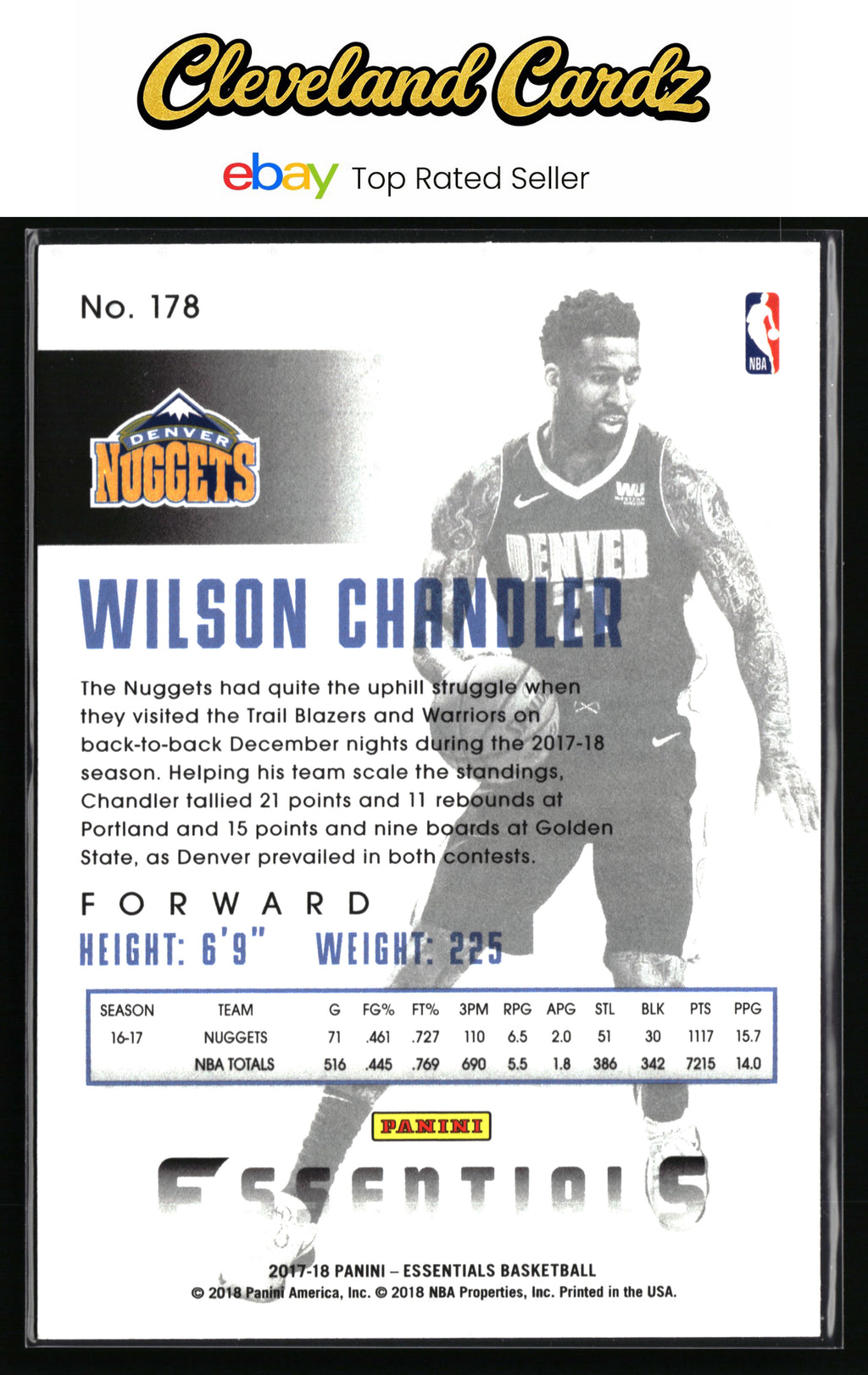 2017-18 Panini Essentials #178 Wilson Chandler