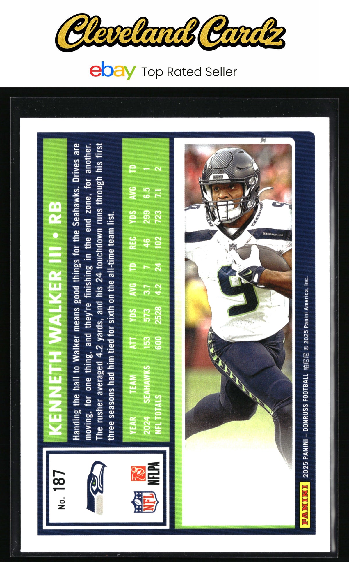 2025 Donruss #187 Kenneth Walker III Press Proofs Blue