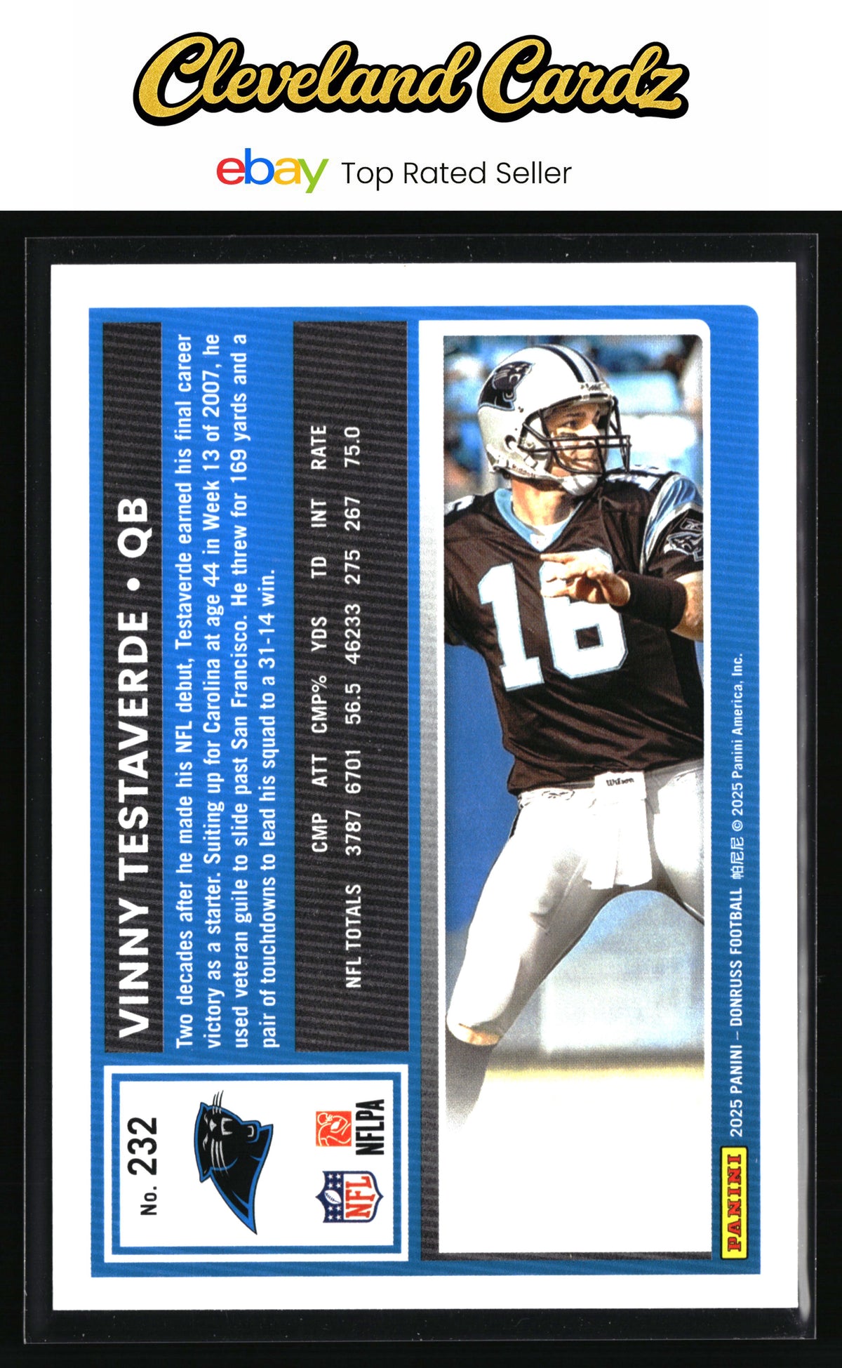 2025 Donruss #232 Vinny Testaverde Press Proofs Blue