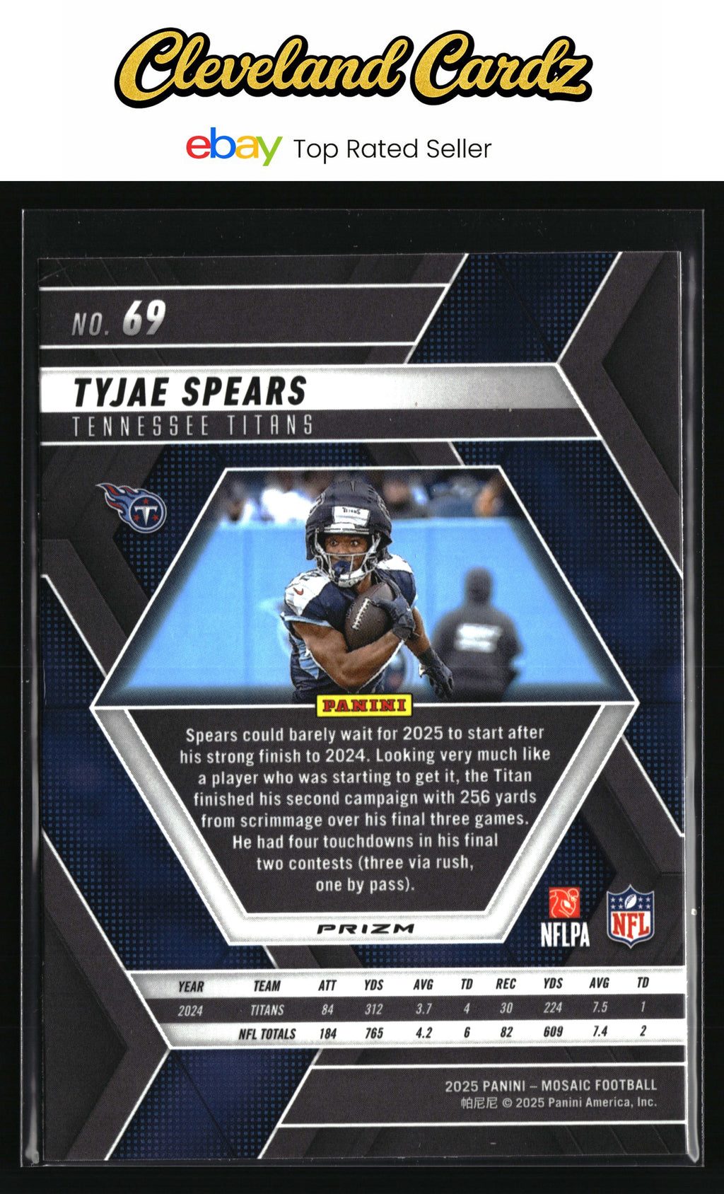 2025 Panini Mosaic #69 Tyjae Spears Silver