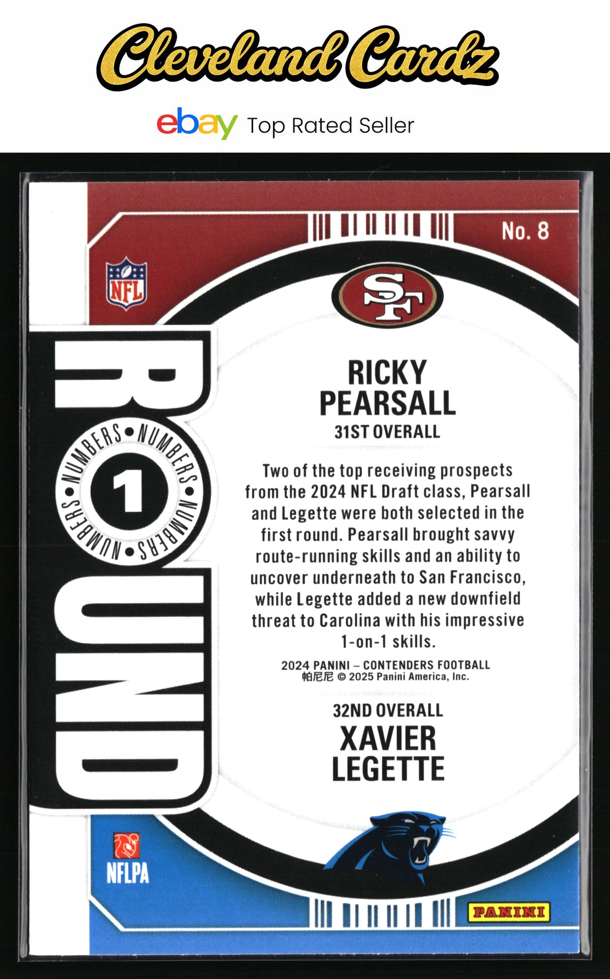 2024 Panini Contenders #8 Ricky Pearsall / Xavier Legette Round Numbers