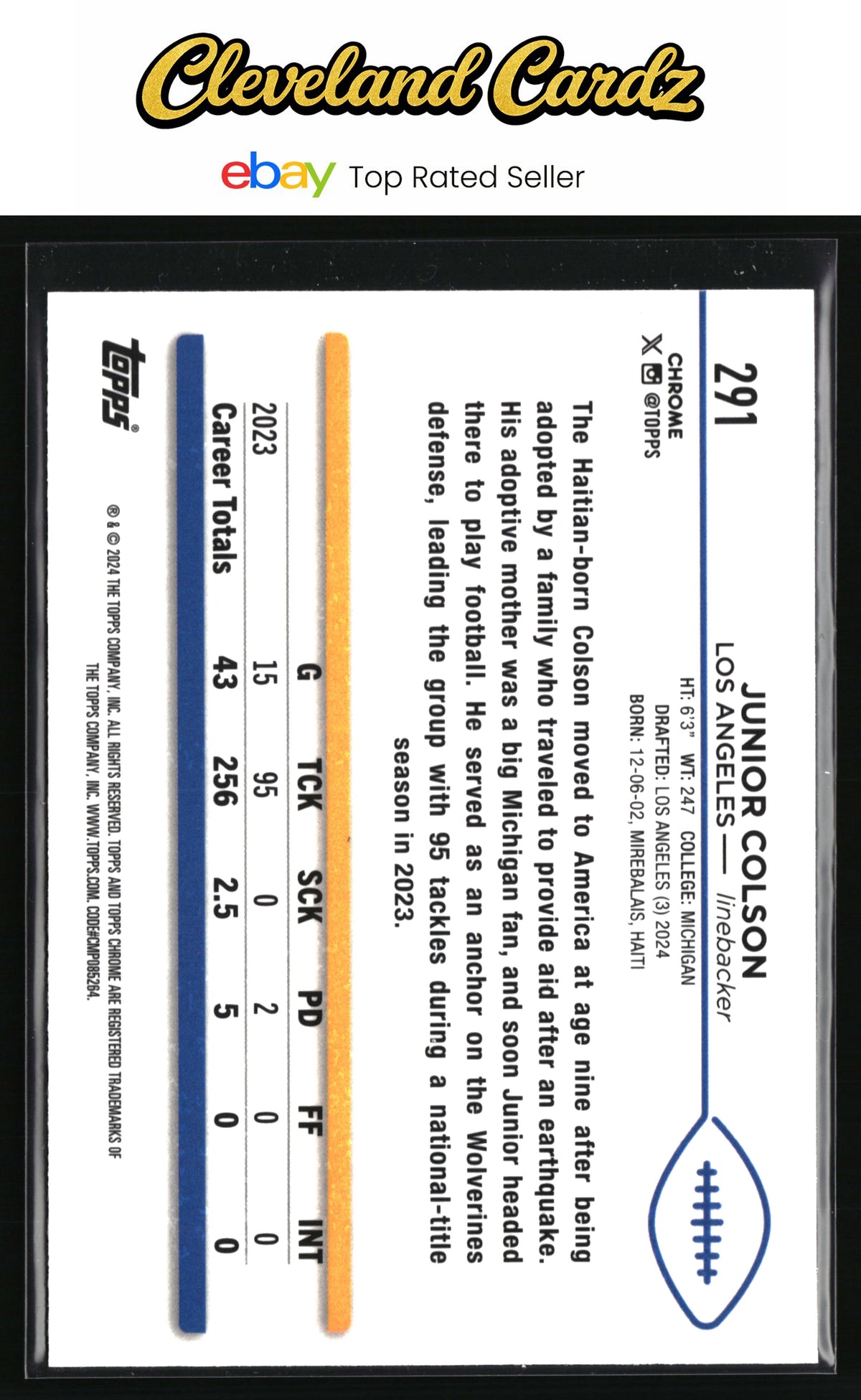 2024 Topps Chrome #291 Junior Colson X-Fractor