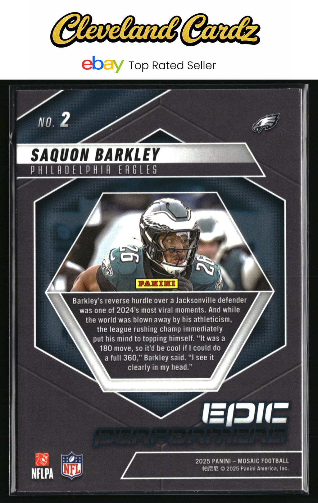2025 Panini Mosaic #2 Saquon Barkley Epic Performers