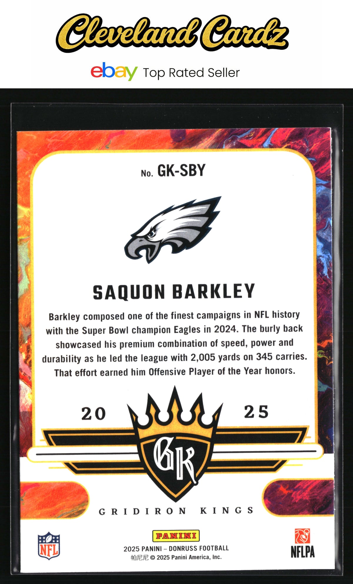 2025 Donruss #GK-SBY Saquon Barkley Gridiron Kings