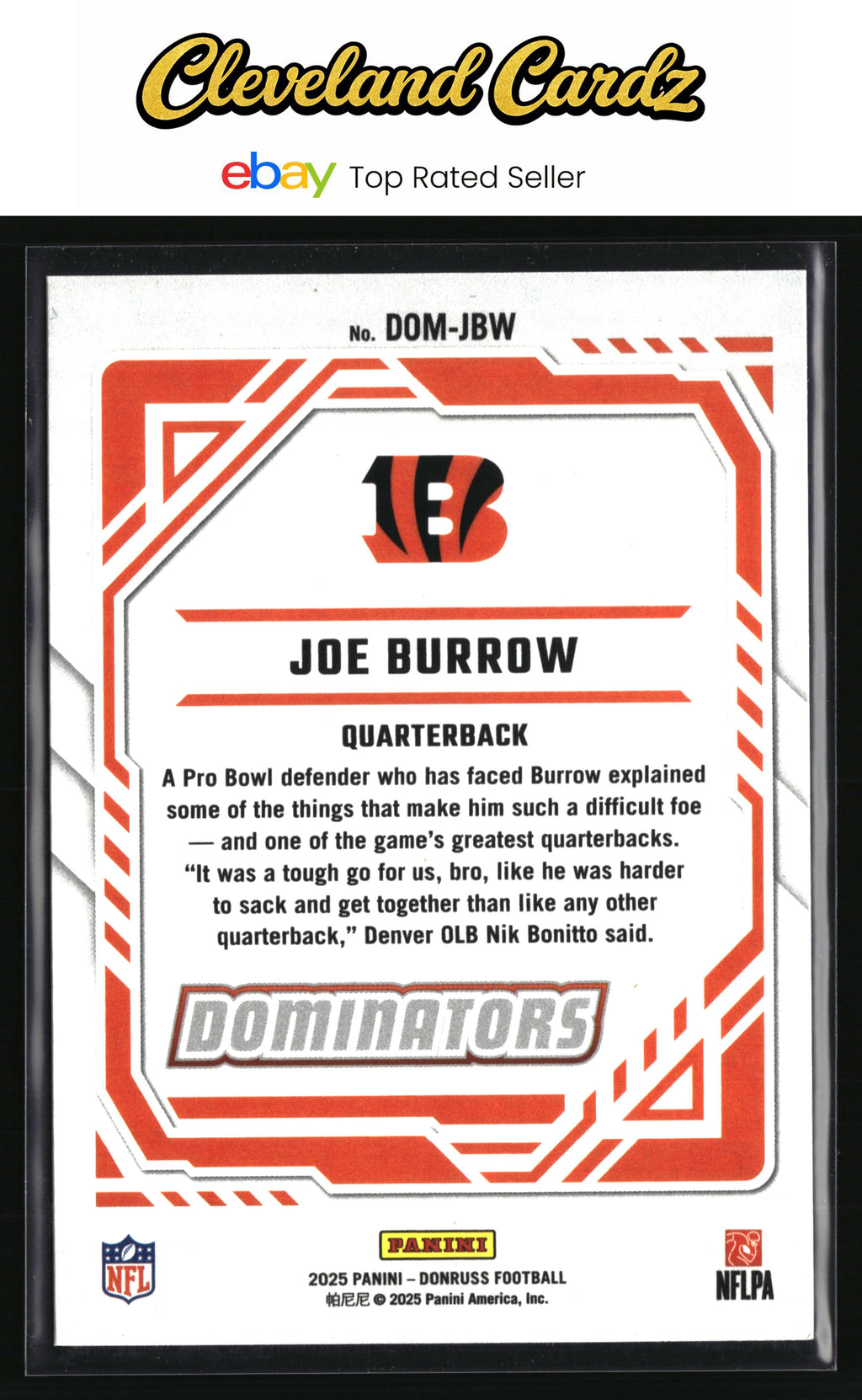 2025 Donruss #DOM-JBW Joe Burrow Dominators