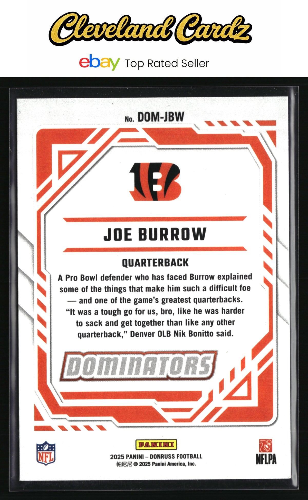 2025 Donruss #DOM-JBW Joe Burrow Dominators