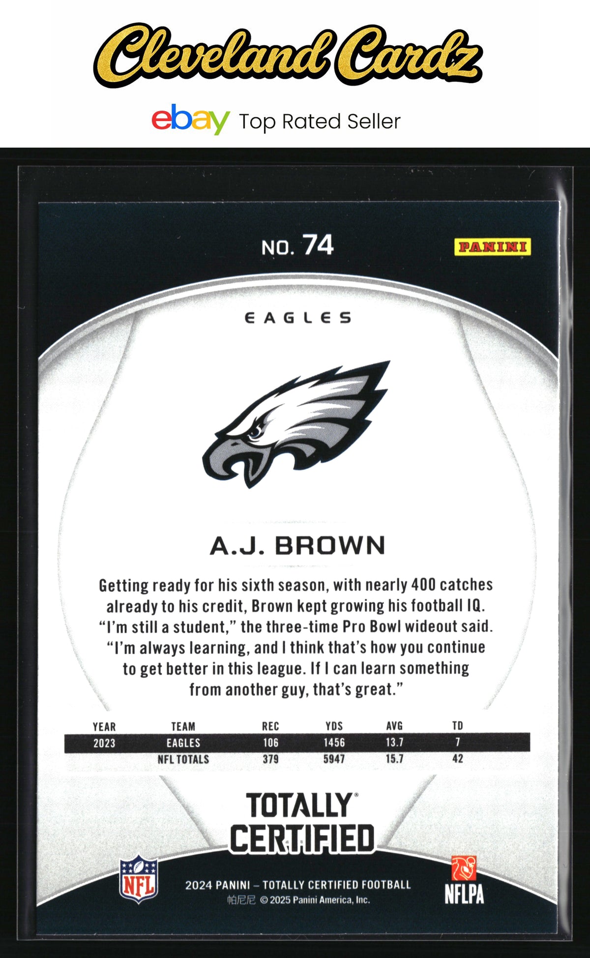 2024 Panini Totally Certified #74 A.J. Brown Mirror Bronze