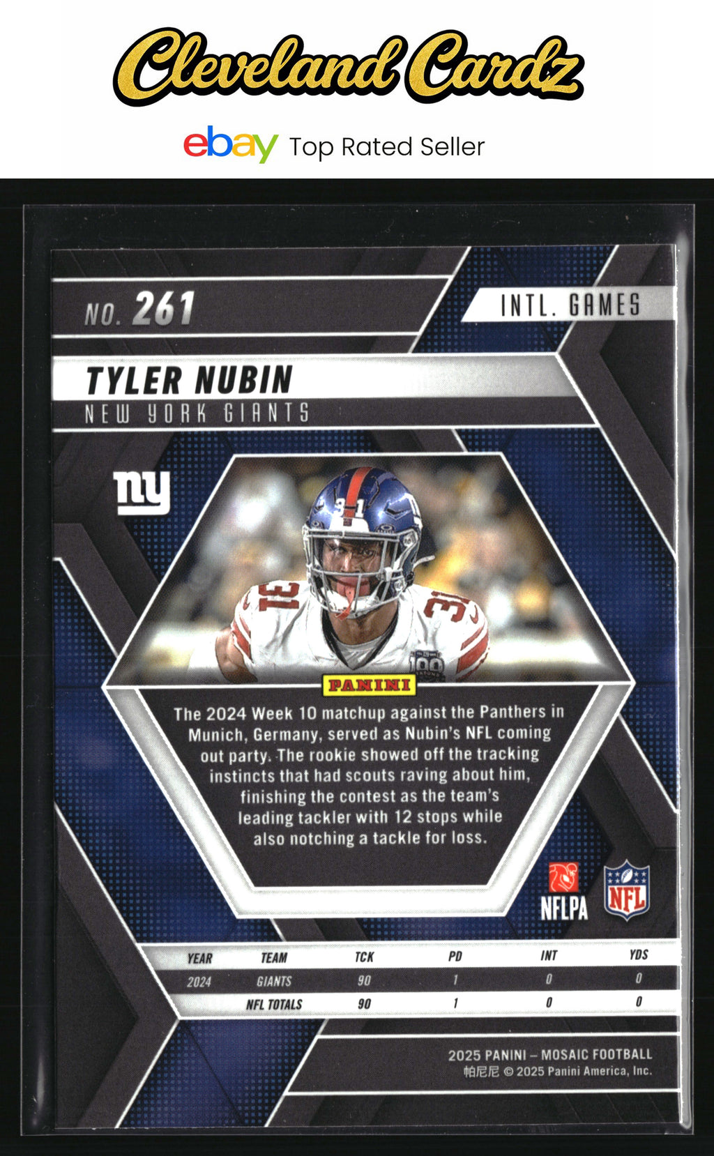 2025 Panini Mosaic #261 Tyler Nubin