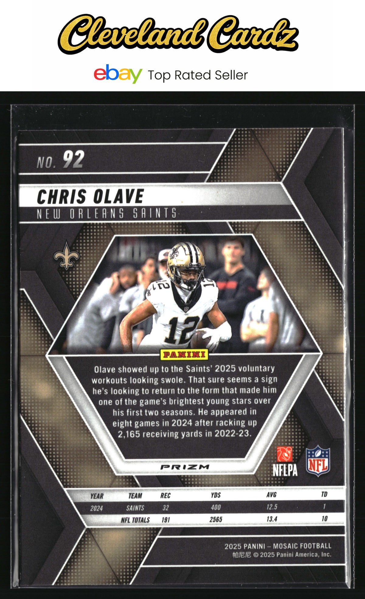 2025 Panini Mosaic #92 Chris Olave Silver