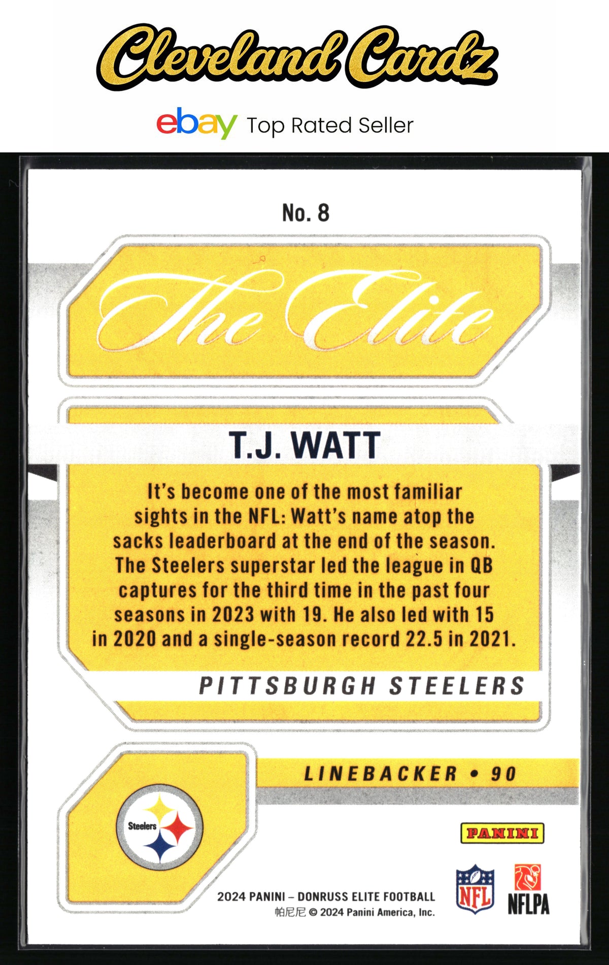 2024 Donruss Elite #8 T.J. Watt The Elite Green
