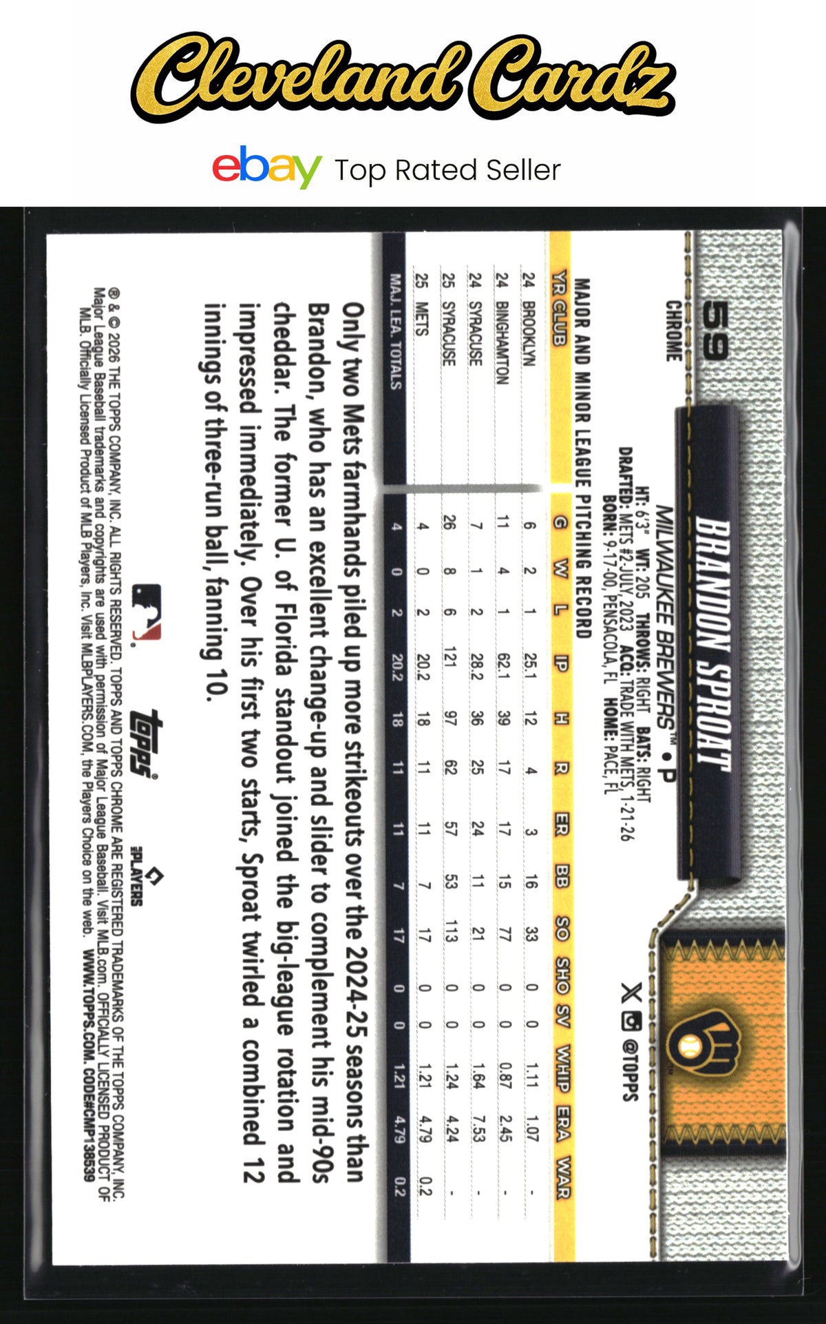 2026 Topps Chrome #59 Brandon Sproat