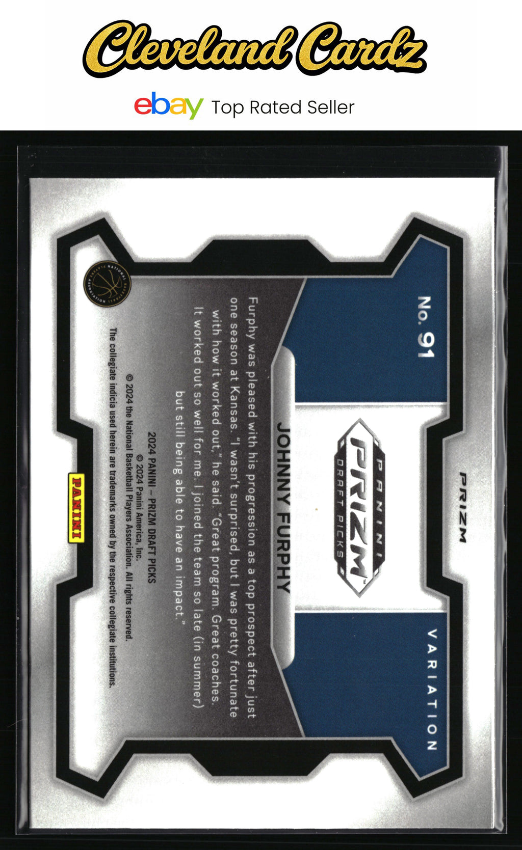 2024 Panini Prizm Draft Picks #91b Johnny Furphy Prizms Purple Wave
