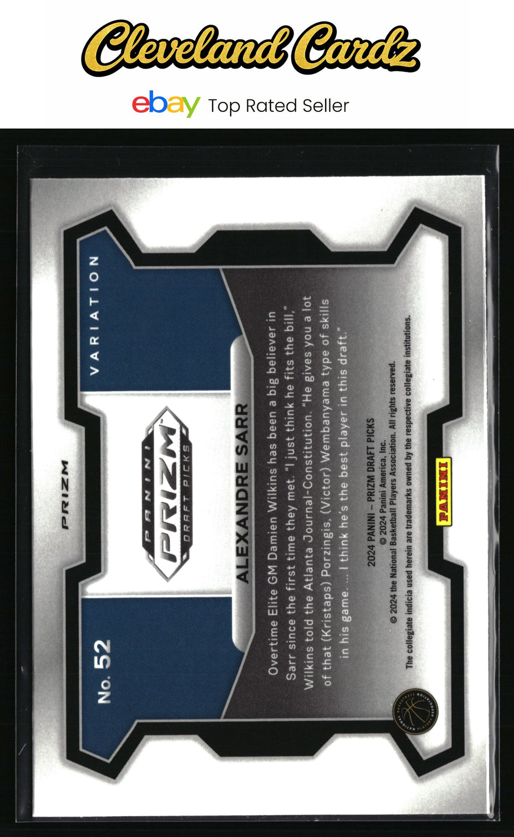 2024 Panini Prizm Draft Picks #52b Alexandre Sarr Prizms Green