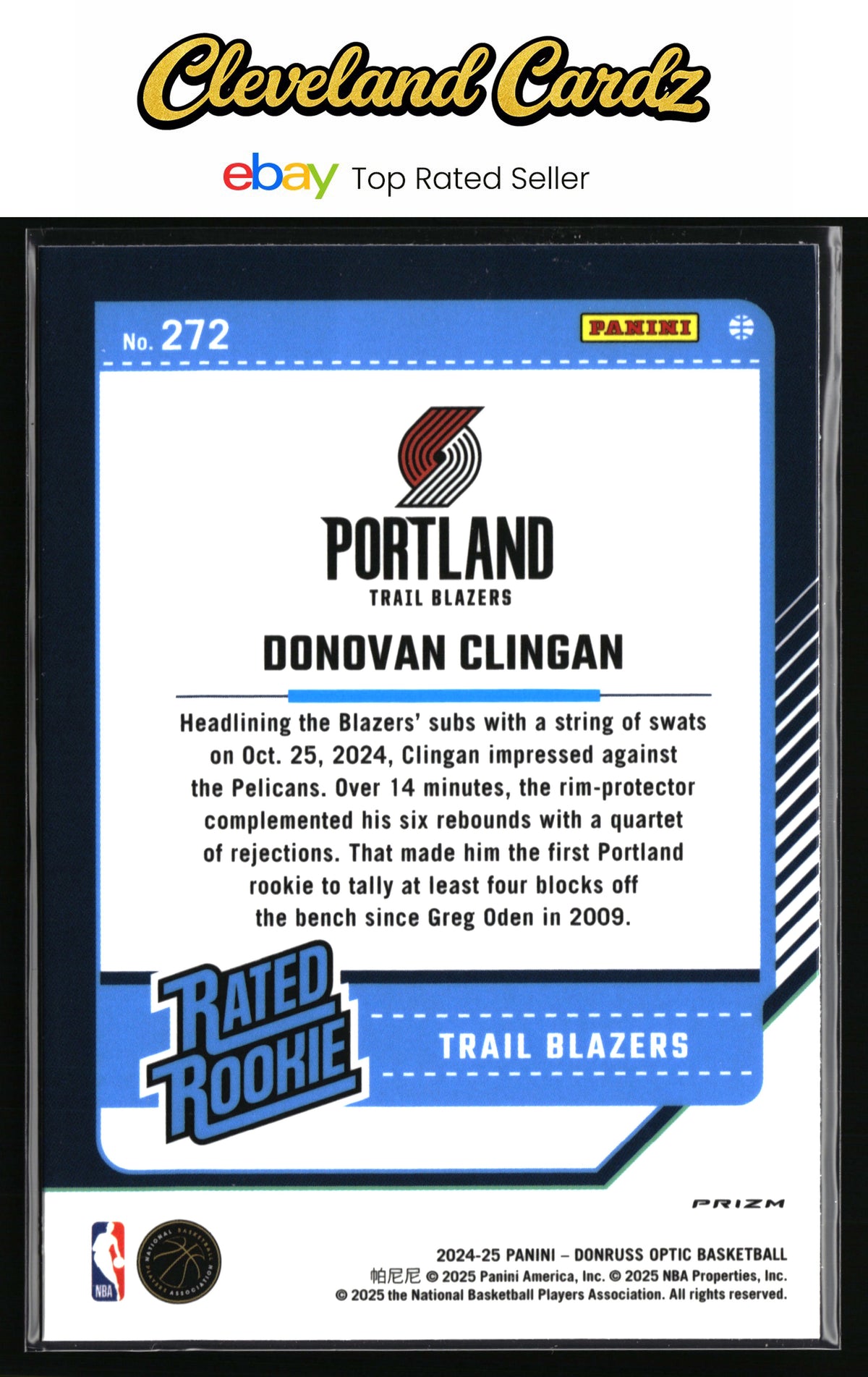 2024-25 Donruss Optic #272 Donovan Clingan Hyper Pink
