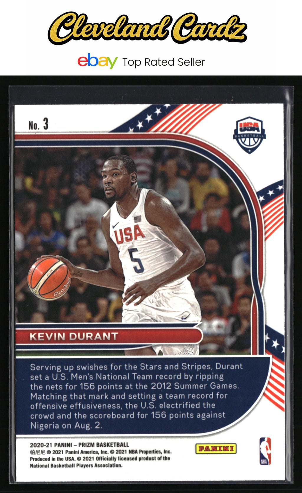 2020-21 Panini Prizm #3 Kevin Durant USA Basketball