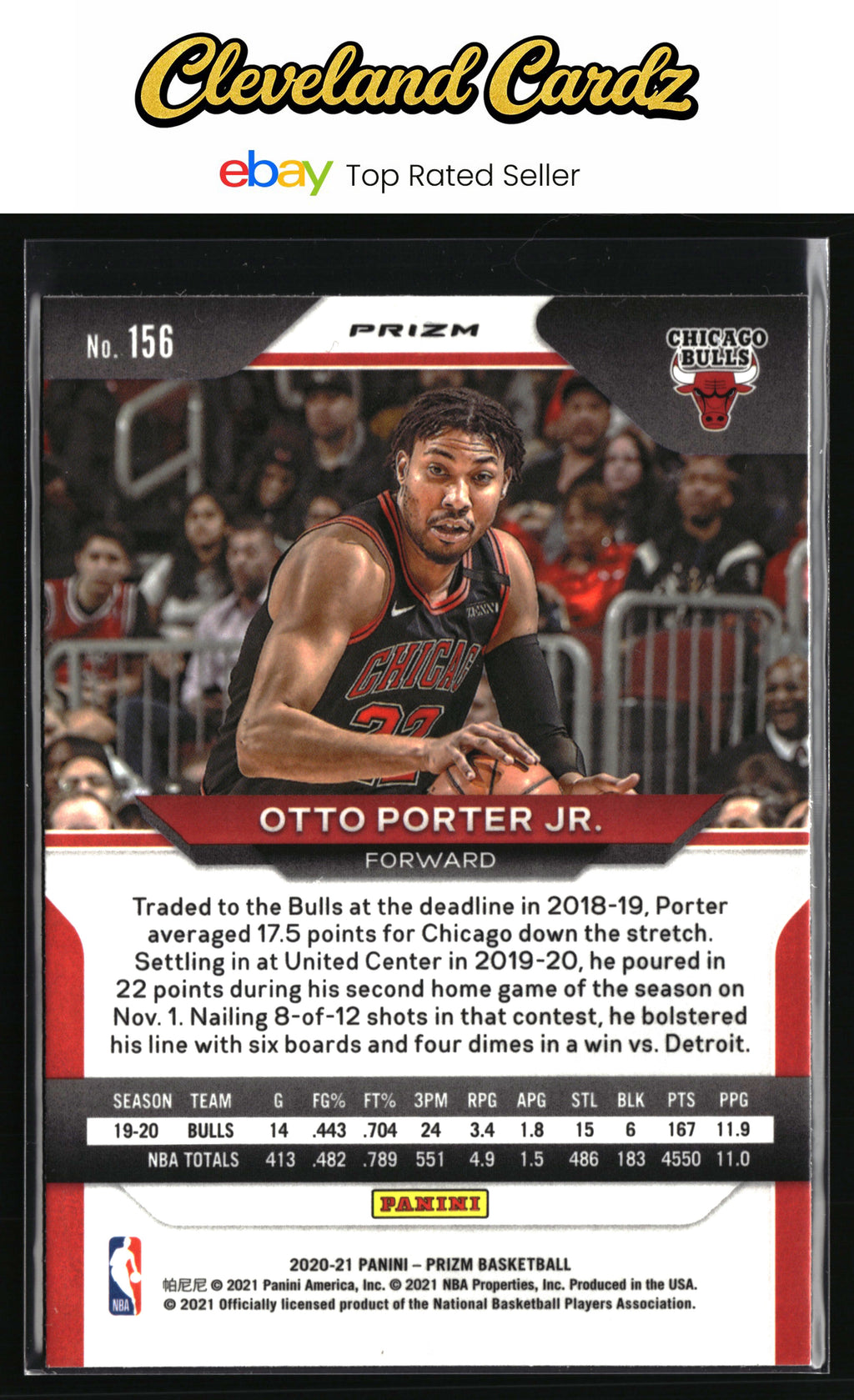 2020-21 Panini Prizm #156 Otto Porter Jr. Silver Prizms
