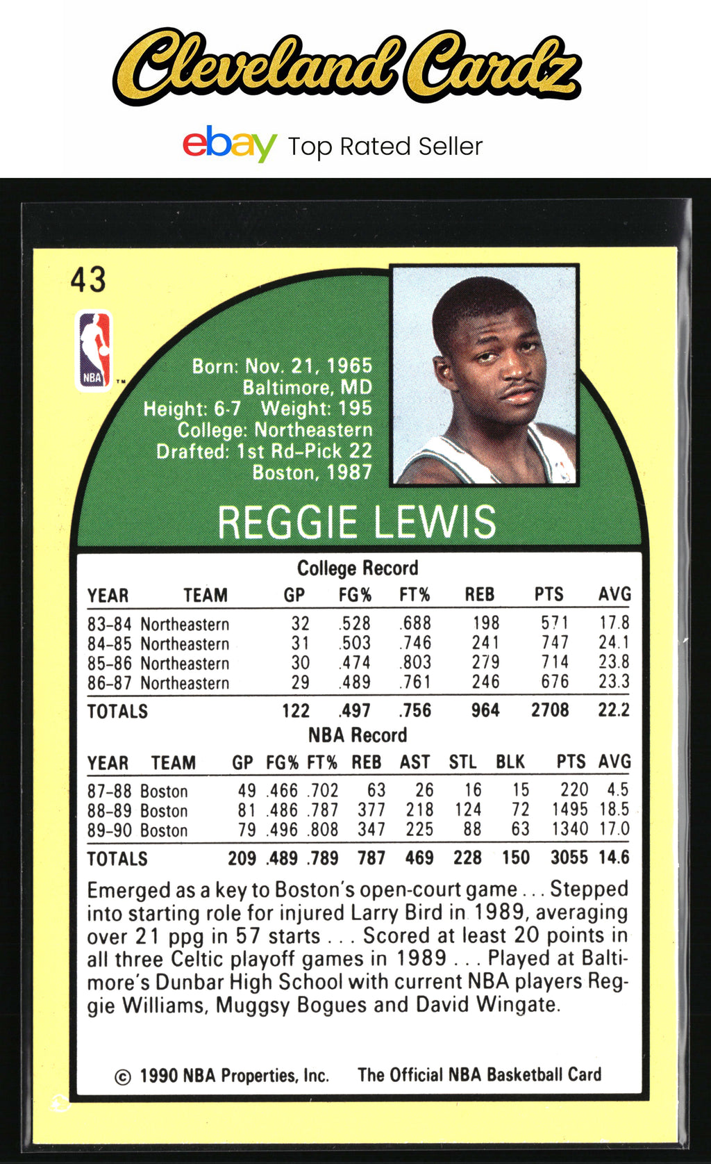 1990-91 Hoops #43 Reggie Lewis