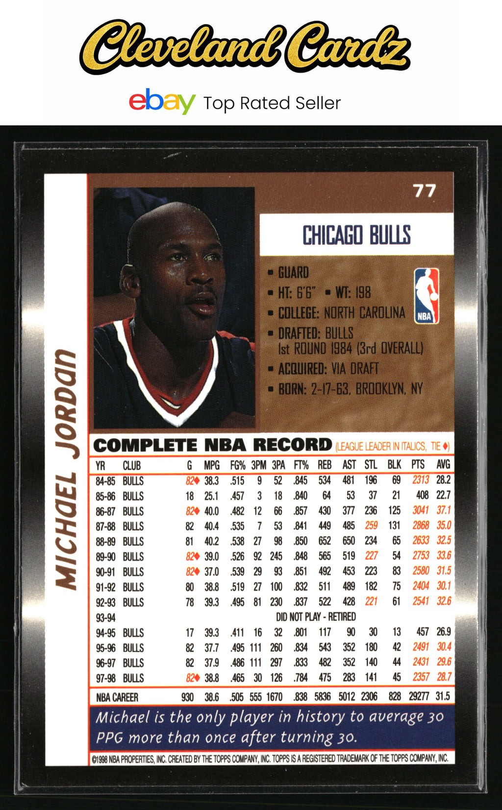1998-99 Topps #77 Michael Jordan