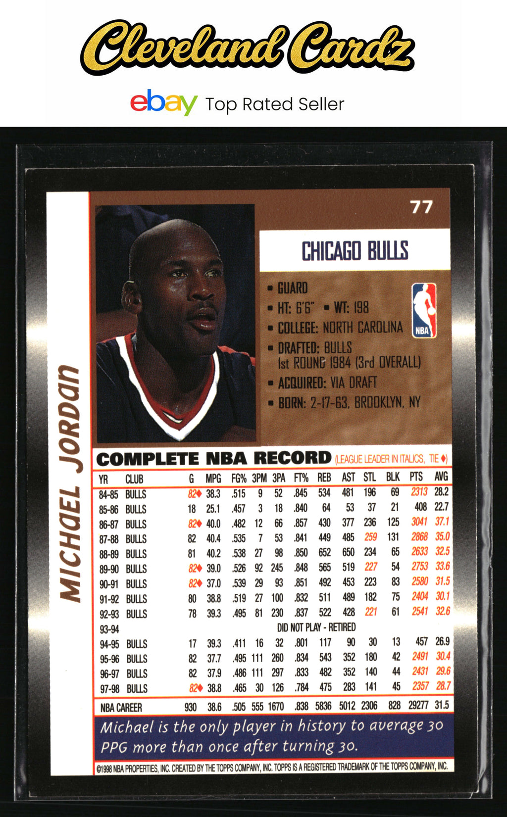 1998-99 Topps #77 Michael Jordan