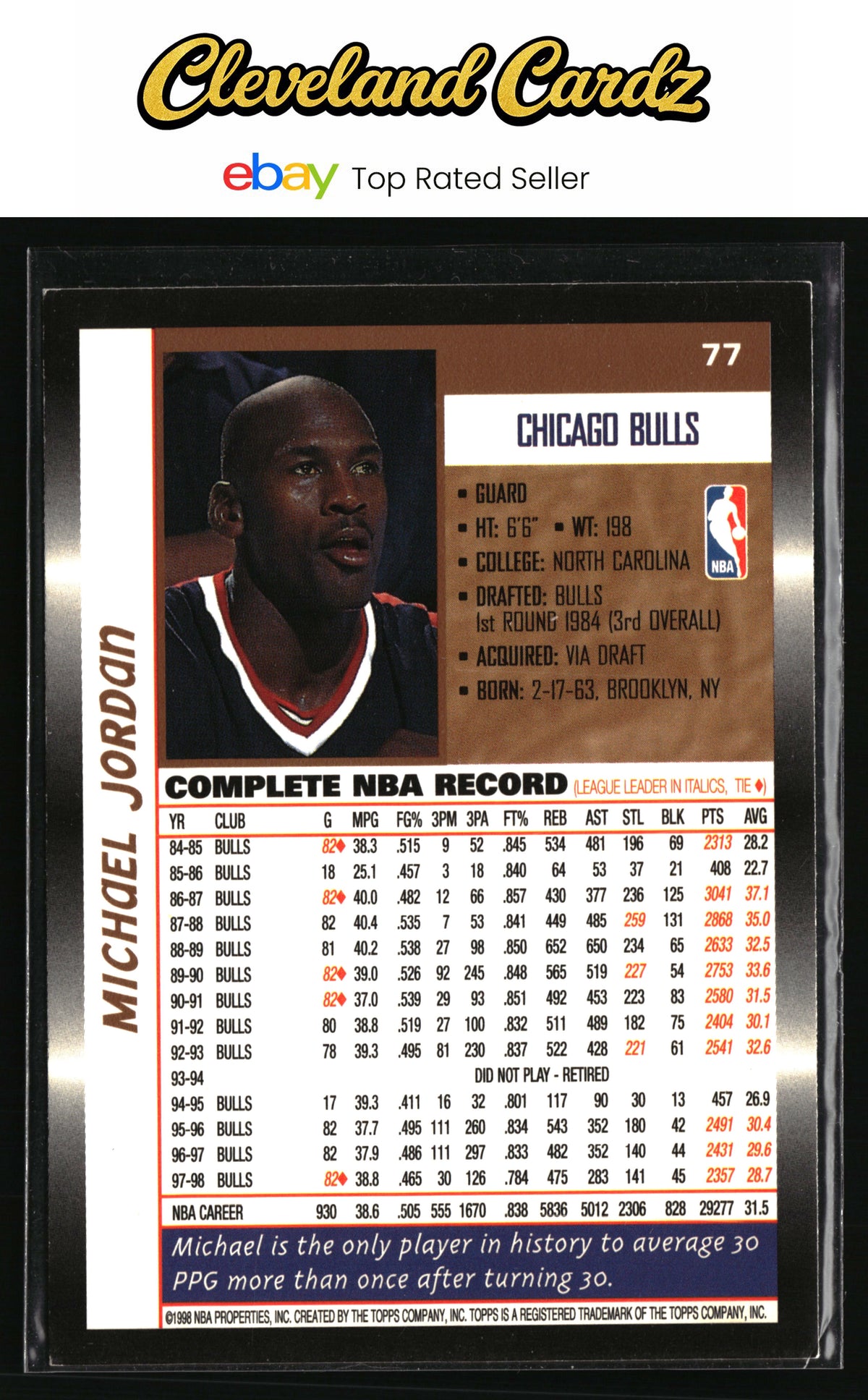 1998-99 Topps #77 Michael Jordan