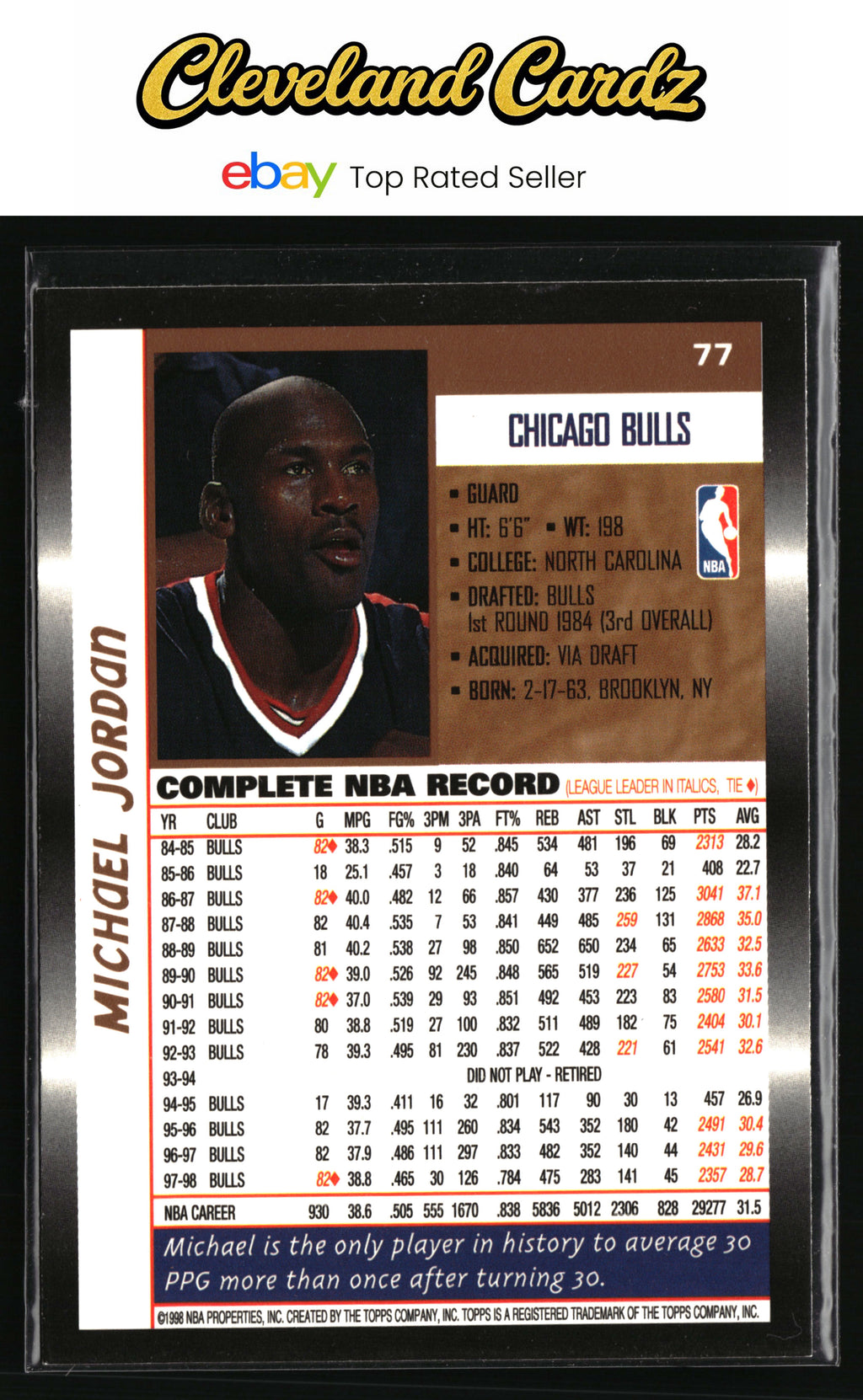1998-99 Topps #77 Michael Jordan