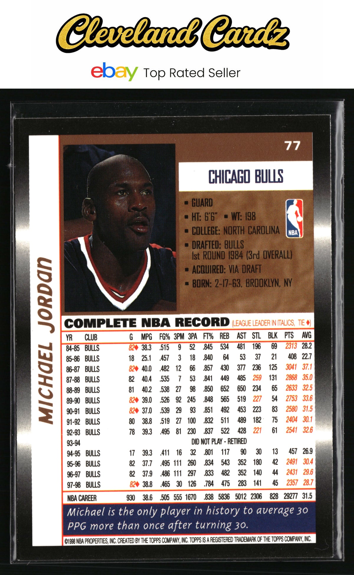 1998-99 Topps #77 Michael Jordan