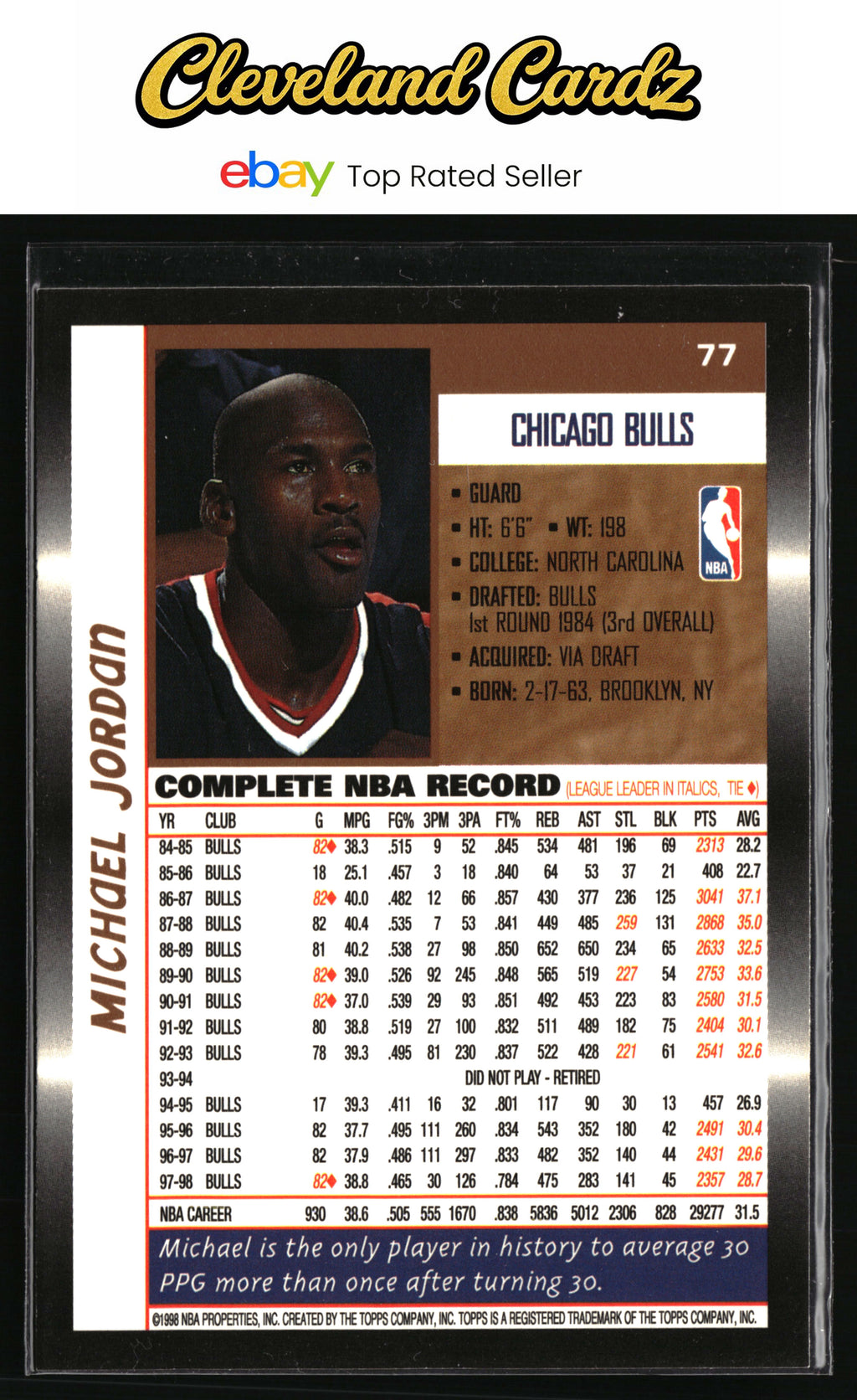 1998-99 Topps #77 Michael Jordan