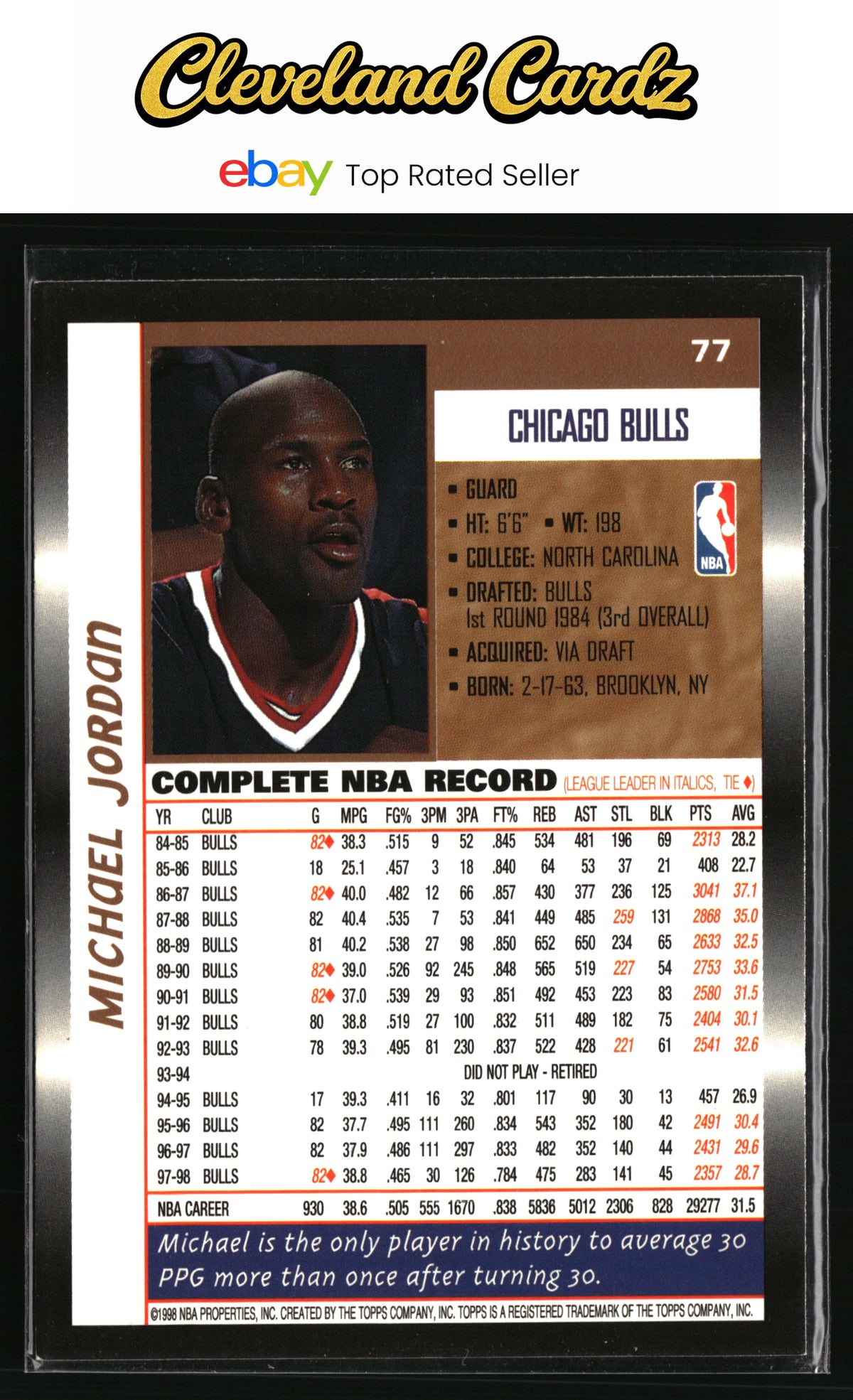 1998-99 Topps #77 Michael Jordan