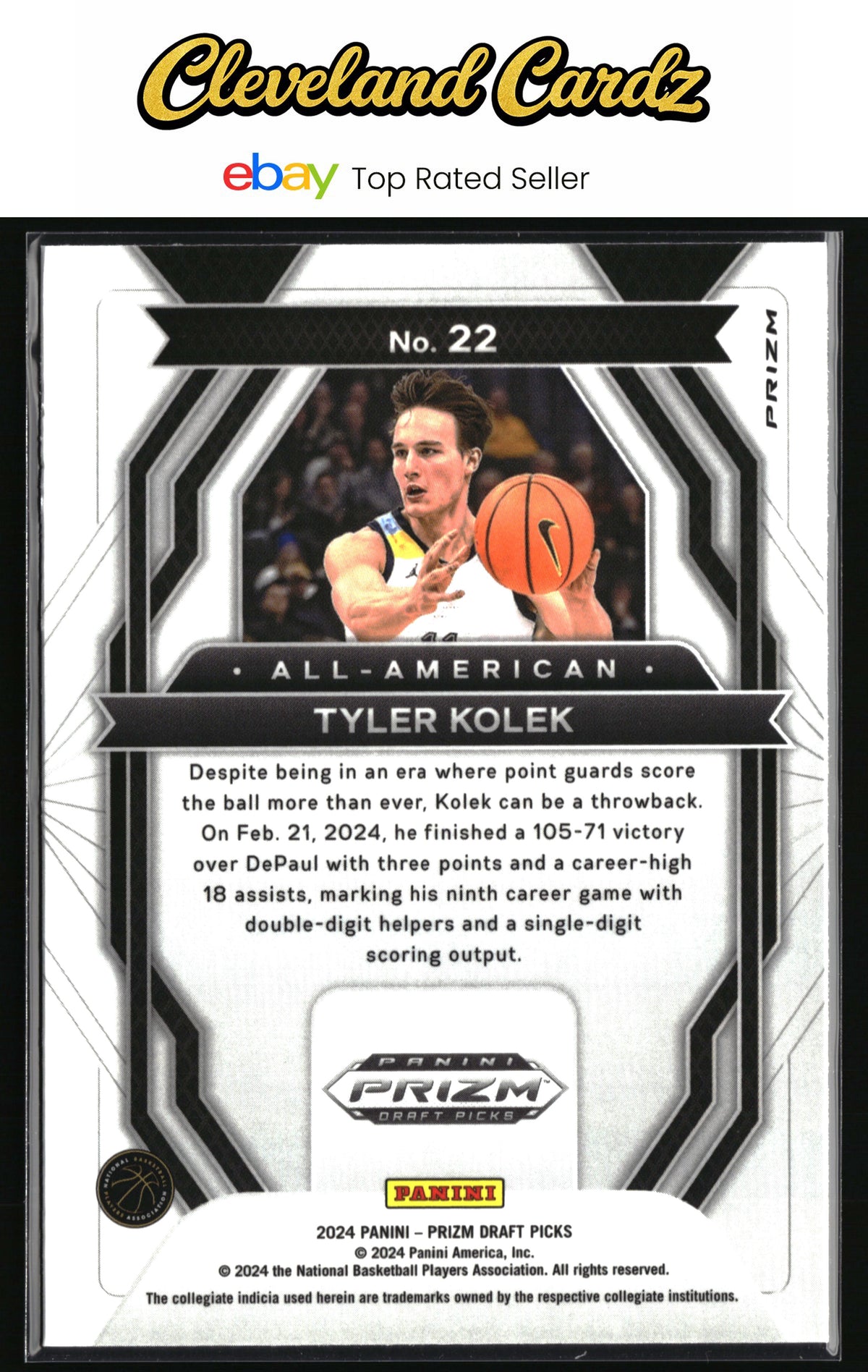 2024 Panini Prizm Draft Picks #22 Tyler Kolek All-American Prizms Silver