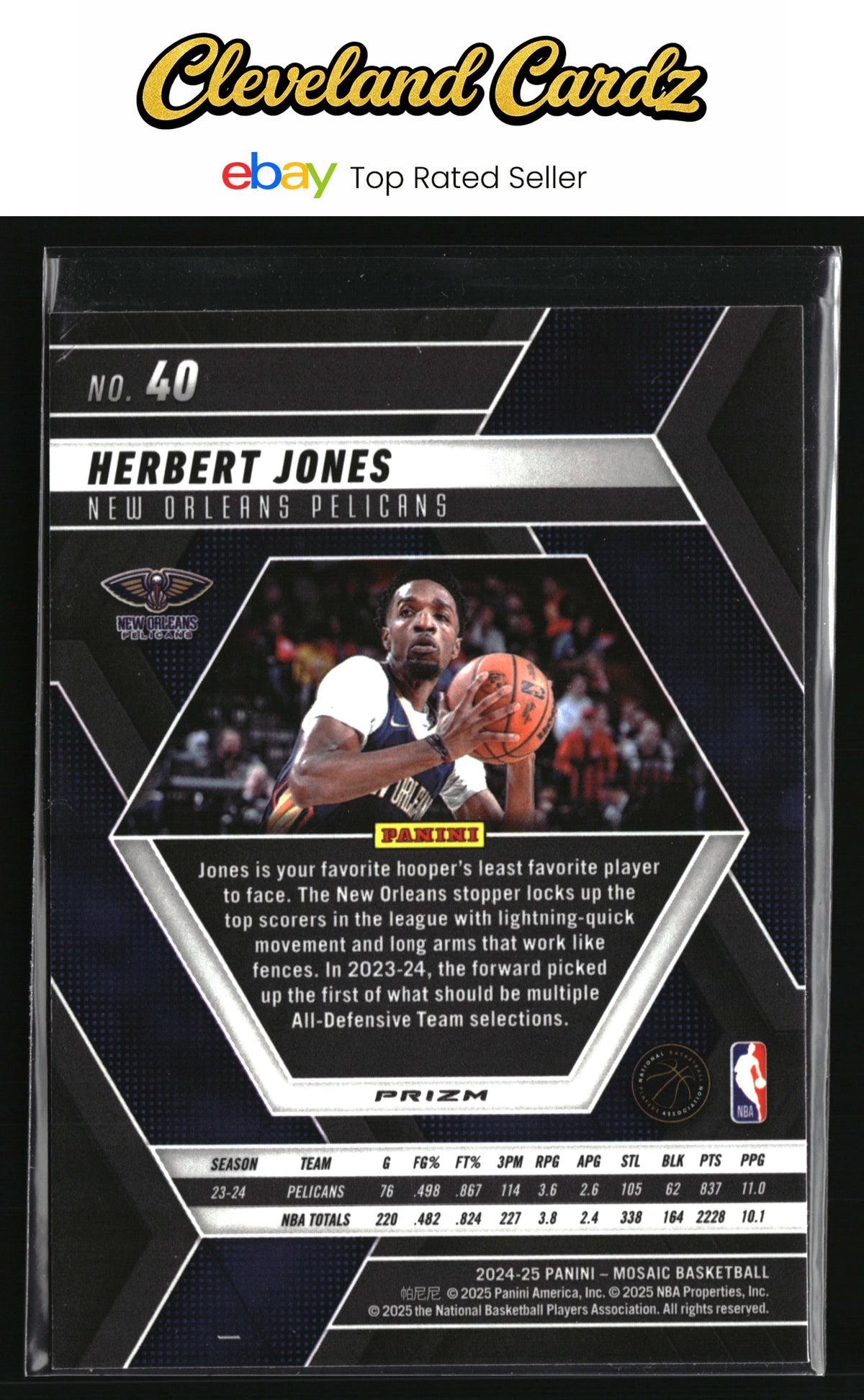 2024-25 Panini Mosaic #40 Herbert Jones Reactive Blue Mosaic