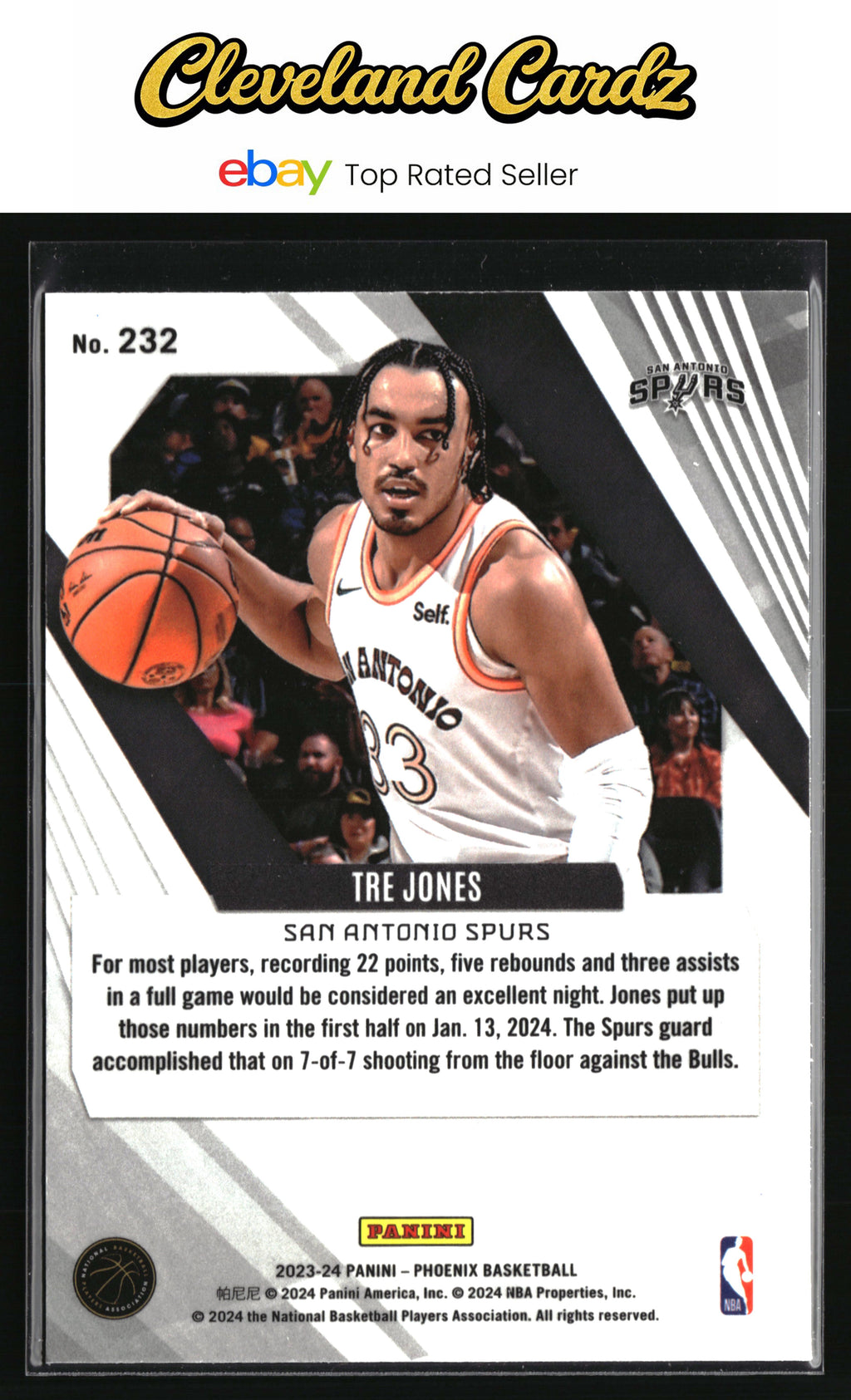 2023-24 Panini Phoenix #232 Tre Jones Phoenix Blue Ice