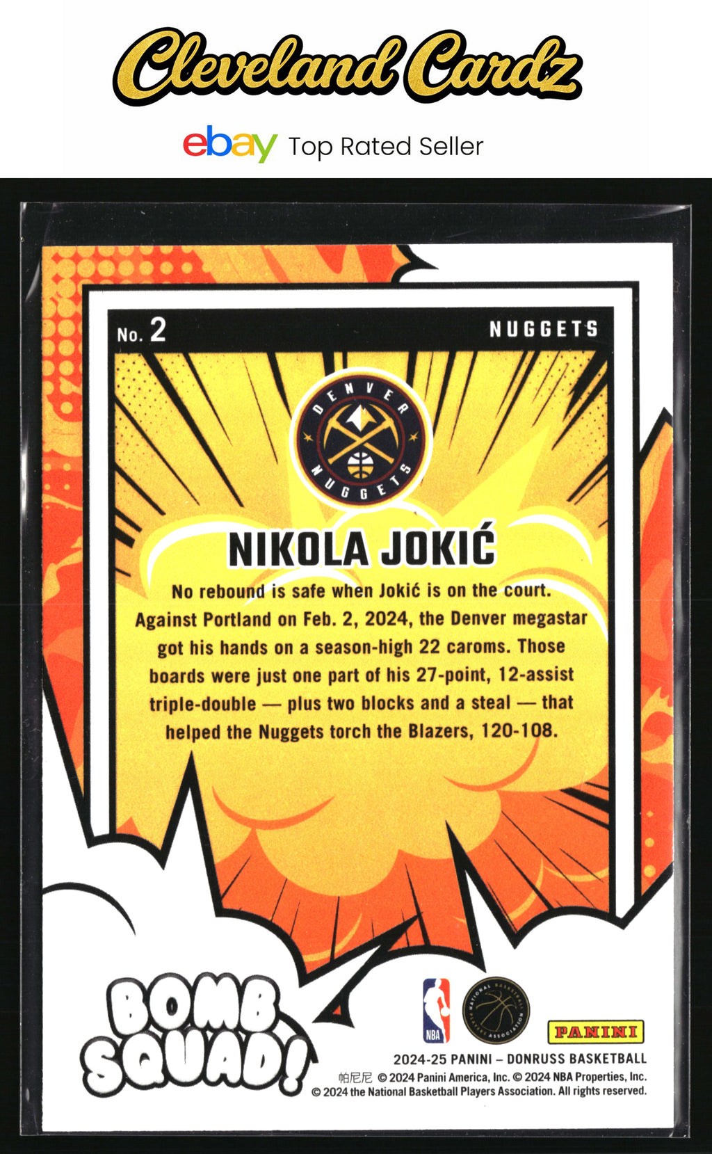 2024-25 Donruss #2 Nikola Jokic Bomb Squad
