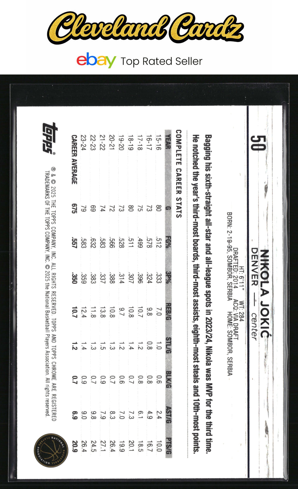 2024-25 Topps Chrome #50 Nikola Jokić