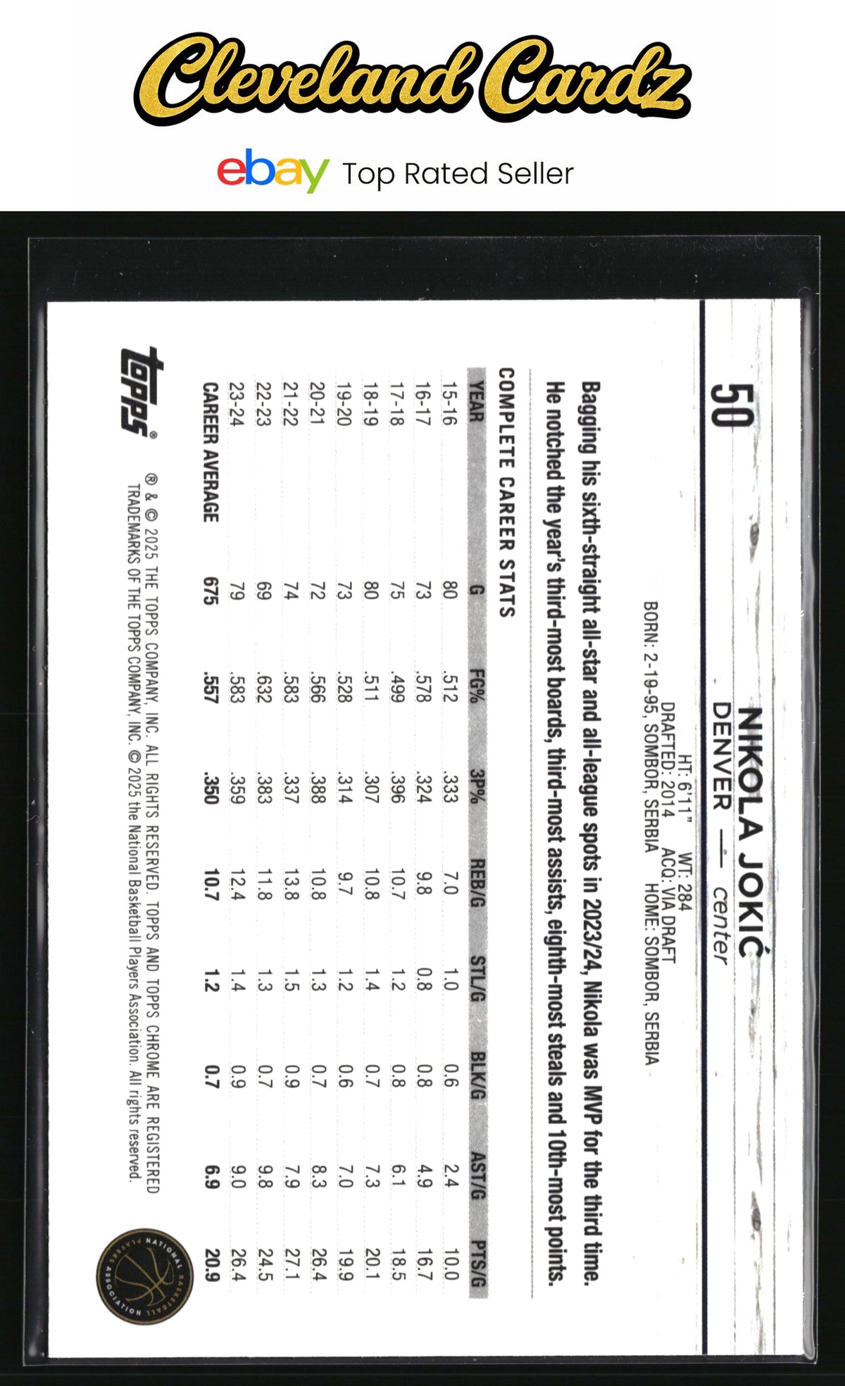 2024-25 Topps Chrome #50 Nikola Jokić